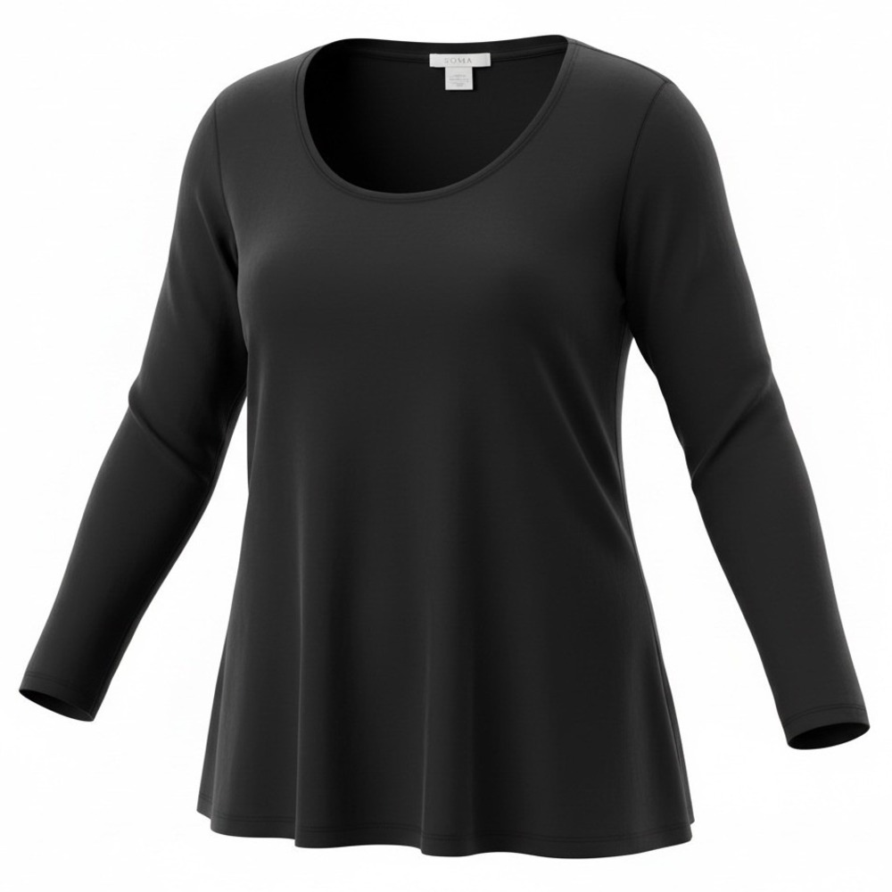 SOMA Black Long Sleeve Scoop Neck Tunic Top Womens XL Regular Comfort Pajama